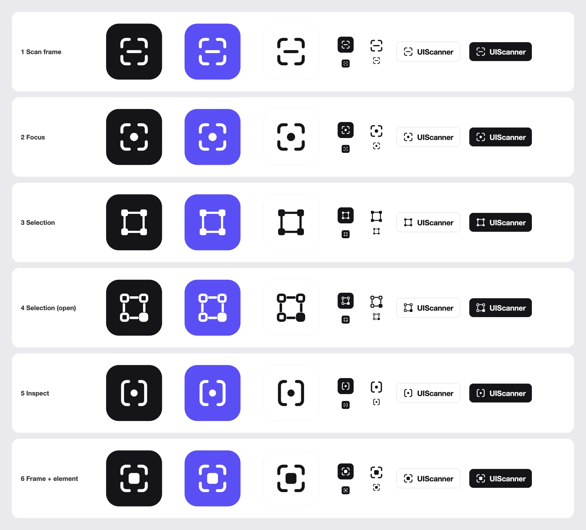 Six single-colour EvenUI icon options, each shown as an app icon, at small sizes and beside the wordmark